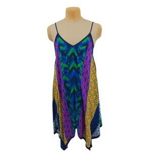 Jealous Tomato Geometric Handkerchief Hem Dress Womens Large Multi Scarf Print